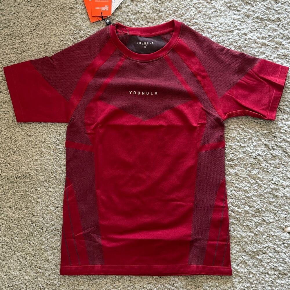 Men's YoungLa 4294 - Apex Compression Tees, NWT, XL, Red